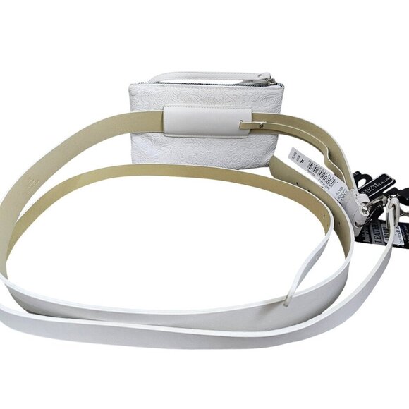 Stone Mountain Double Belted Fanny Bag New White Leather Wristlet Belt Set - Picture 3 of 9